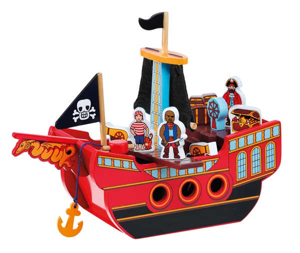Piratskepp med figurer