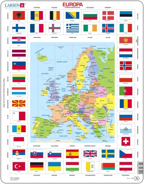 Karta Europa med flaggor